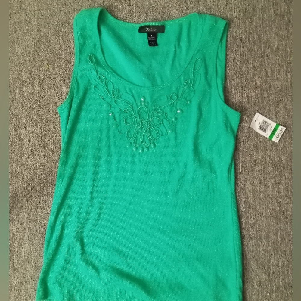 Style and company green tank with rhinestones size large
